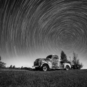 Star Trails Over a 1950 Chevrolet