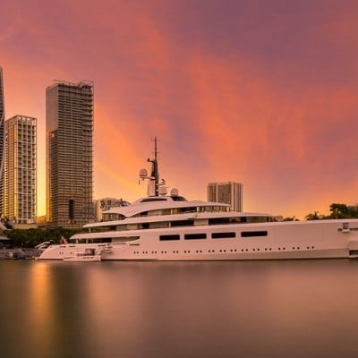 Superyacht Moored at Museum Park Marina