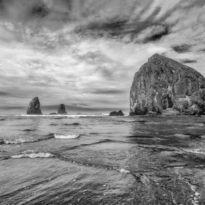 Drama at Haystack Rock
